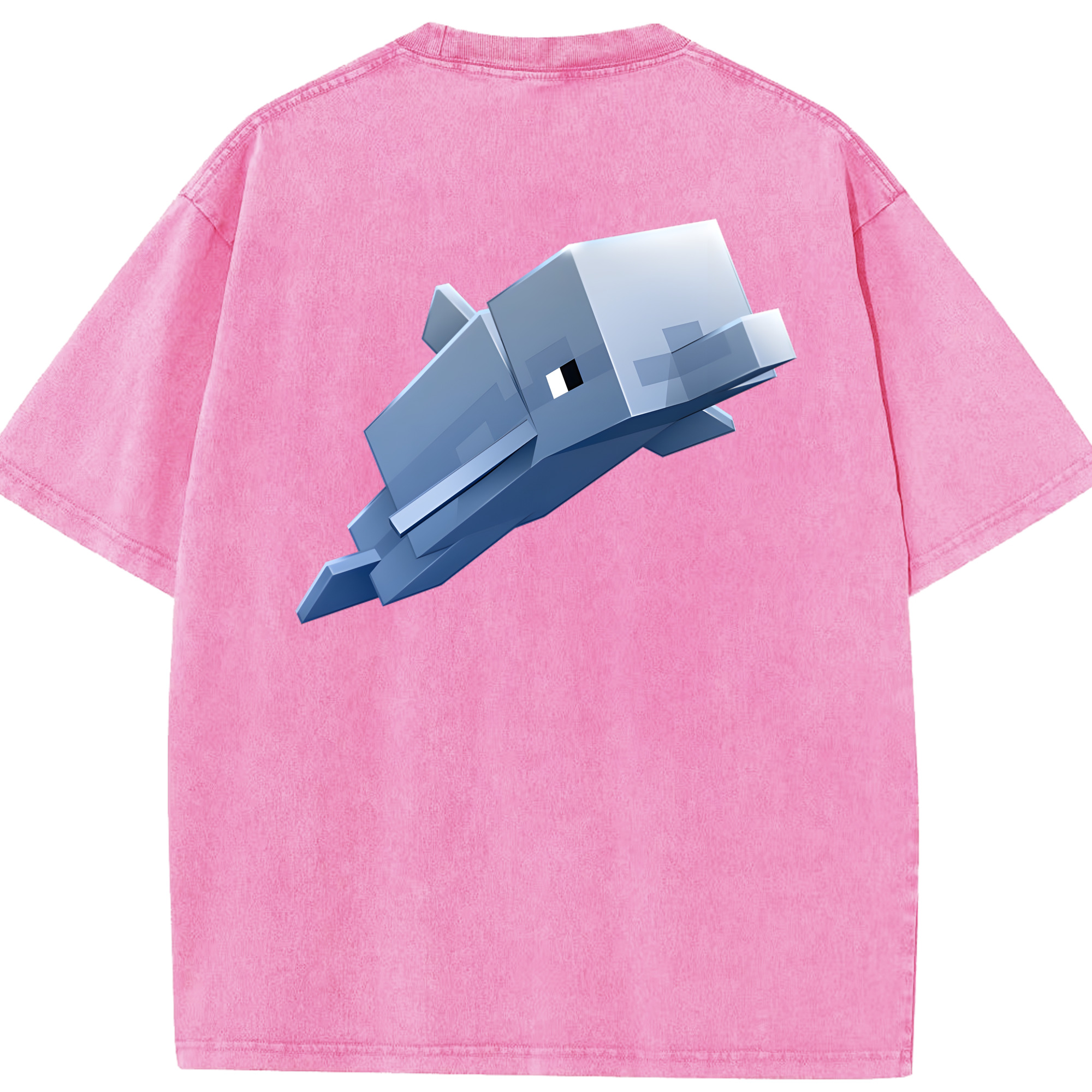 （画像用） マインクラフト ブロックの世界 Minecraft MC Block world 綿100% ヴィンテージ風 半袖Tシャツ（背面プリント）